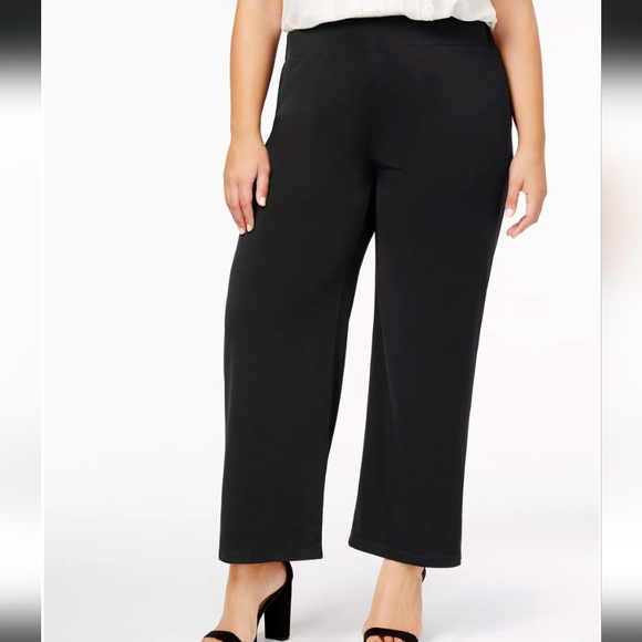 NY Collection Petite Plus Size Pull-On Wide-Leg Pants - Picture 2 of 3